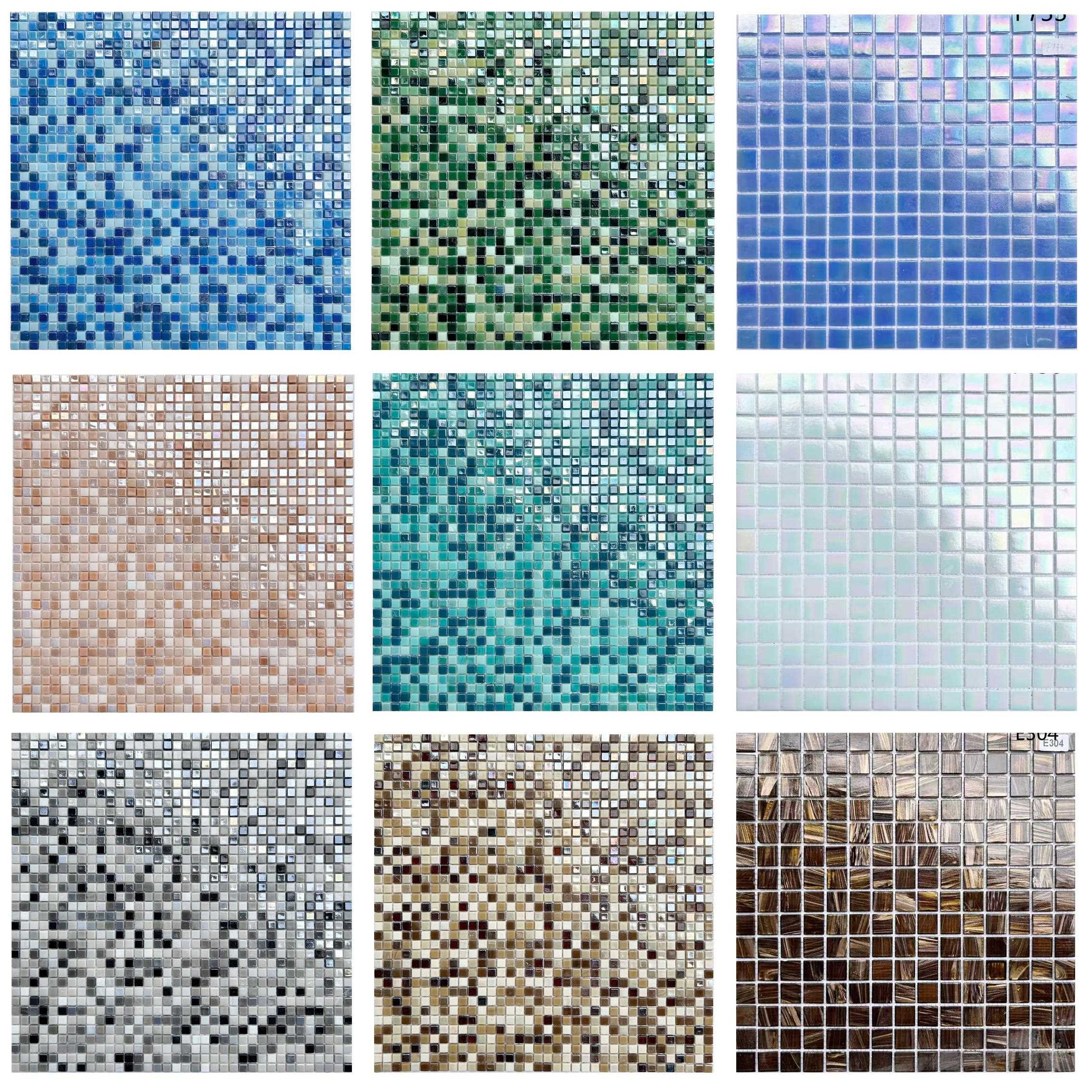 金帝豪8mm热熔冰瓷玉幻彩蓝色泳池小颗粒马赛克瓷砖小块拼图定制