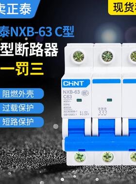 正泰小型断路器NXB-63家用空开C型1P2P3P4P空气开关导轨C6C32C63
