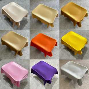 亮面色丁颁奖托盘布银色长方形节庆装饰 红色橙色裁剪加工托盘布