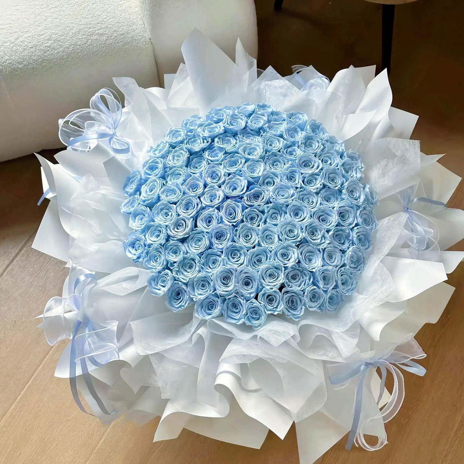 蓝色香皂玫瑰花520情人节日创意礼物生日周年纪念日礼品永生花束