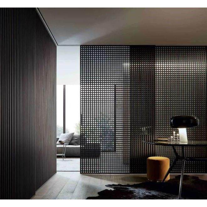 极简金属格栅隔断墙办公展厅酒店镂空隔栅侘寂风客厅卧室格子屏风