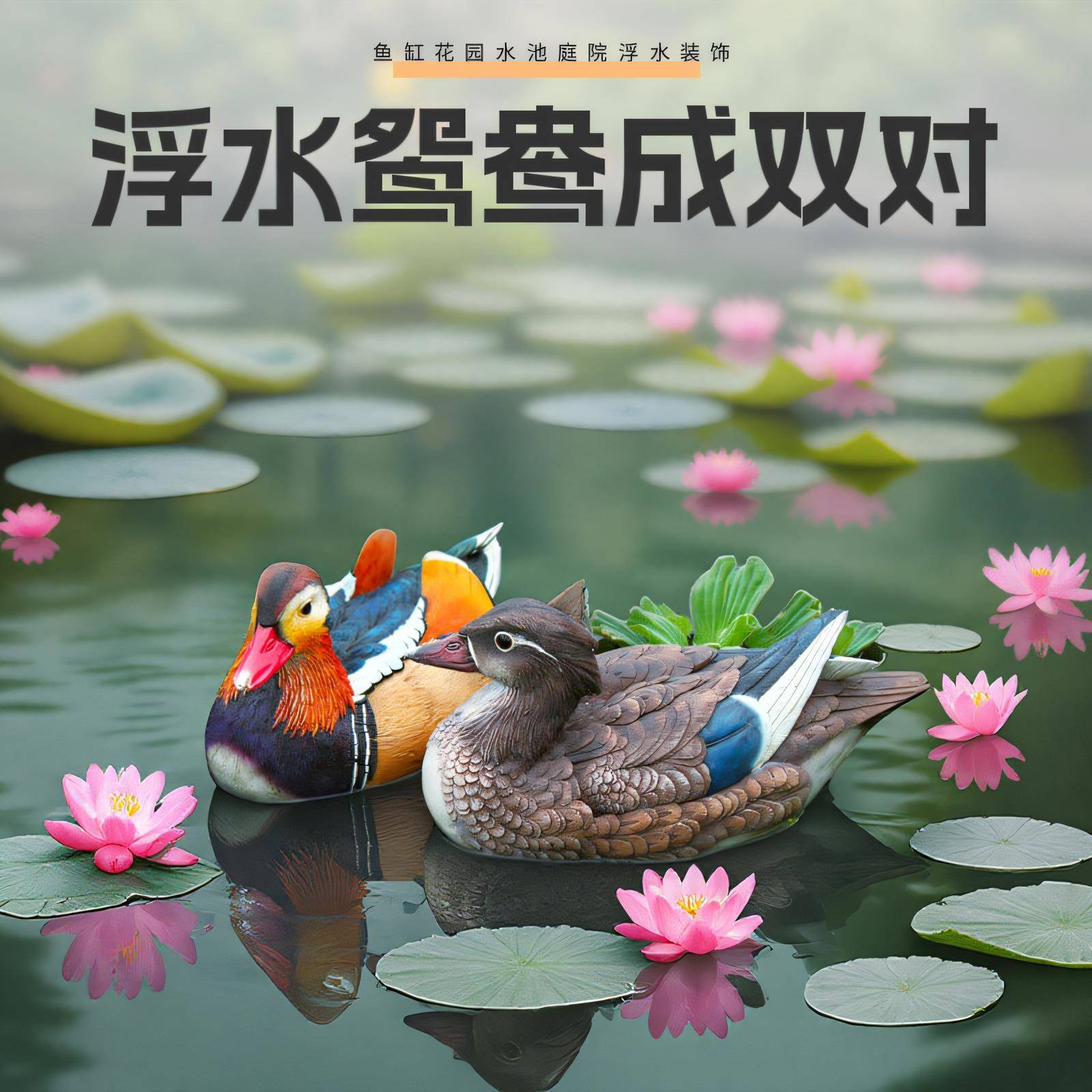 树脂动物仿真浮水鸳鸯摆件浮水天鹅鱼缸花园公园水池庭院造景装饰