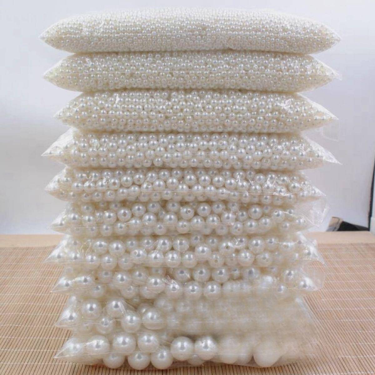 包邮3-14MM无孔仿珍珠纯白米白色ABS填充装饰服装辅料散珠diy配件