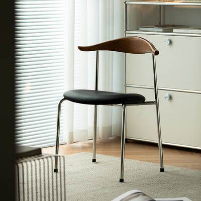 【Unicafurn】牛角椅北欧创意设计师ins简约餐椅实木靠背椅子家用