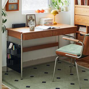 一刻木器实木小书桌学生家用不锈钢樱桃木可移动电脑儿童升降课桌