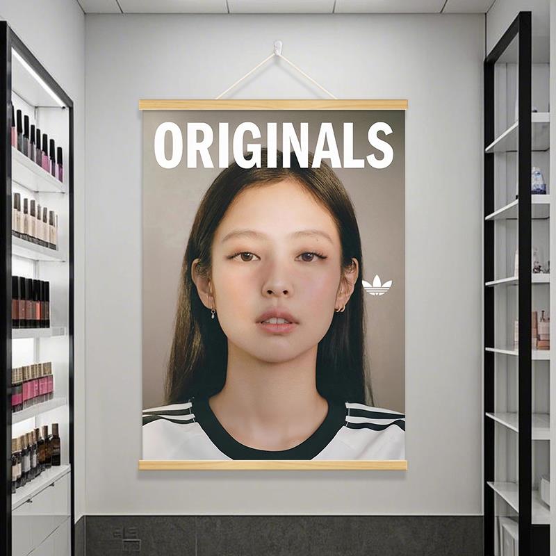 金珍妮高清海报挂画明星写真照片布艺卷轴装饰画卧室宿舍墙贴壁画图片