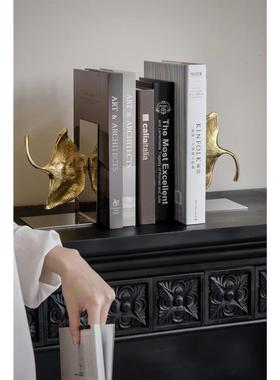 若奈 金色银杏叶手工“文人财”书立书夹书靠书房收纳整理