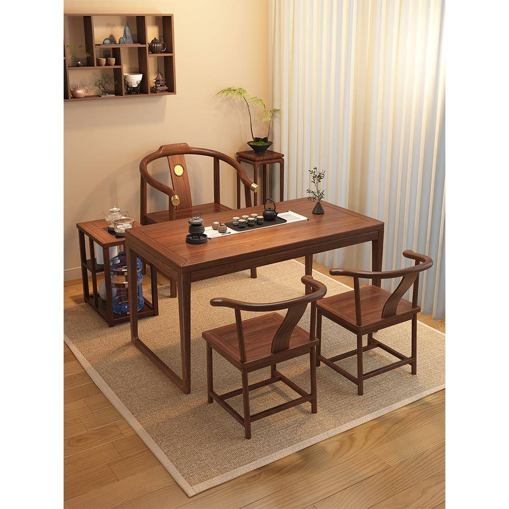 阳台喝茶桌椅组合新中式胡桃木泡茶台套装一体家用小户型实木茶几