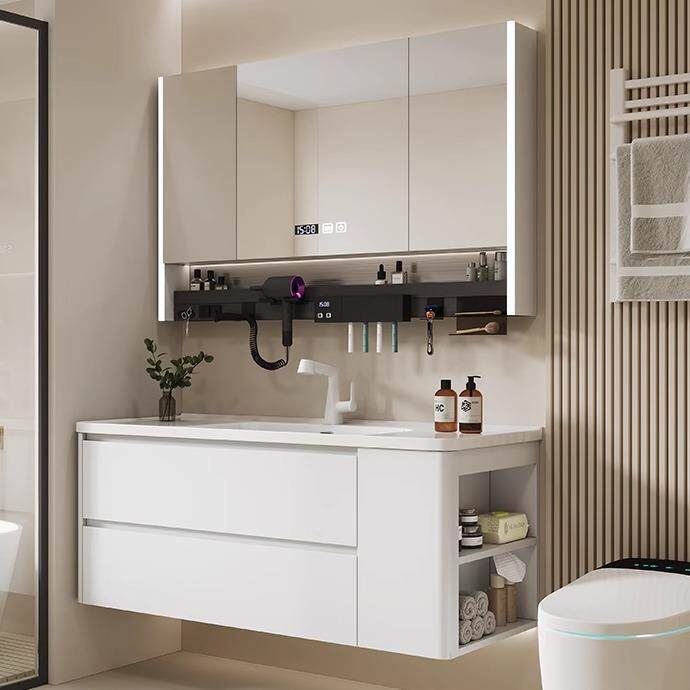 304不锈钢浴室柜组合陶瓷一体盆卫生间洗漱台洗脸盆侧边收纳圆角