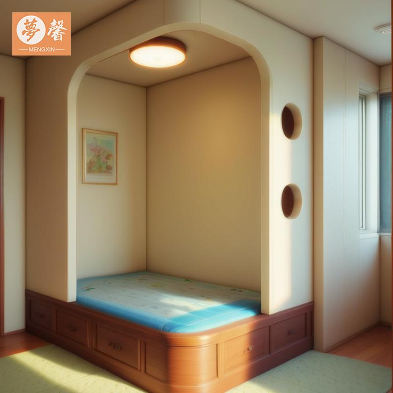 梦馨儿童房客厅隔间榻榻米原木定制设计储物地台实木家具工厂直销