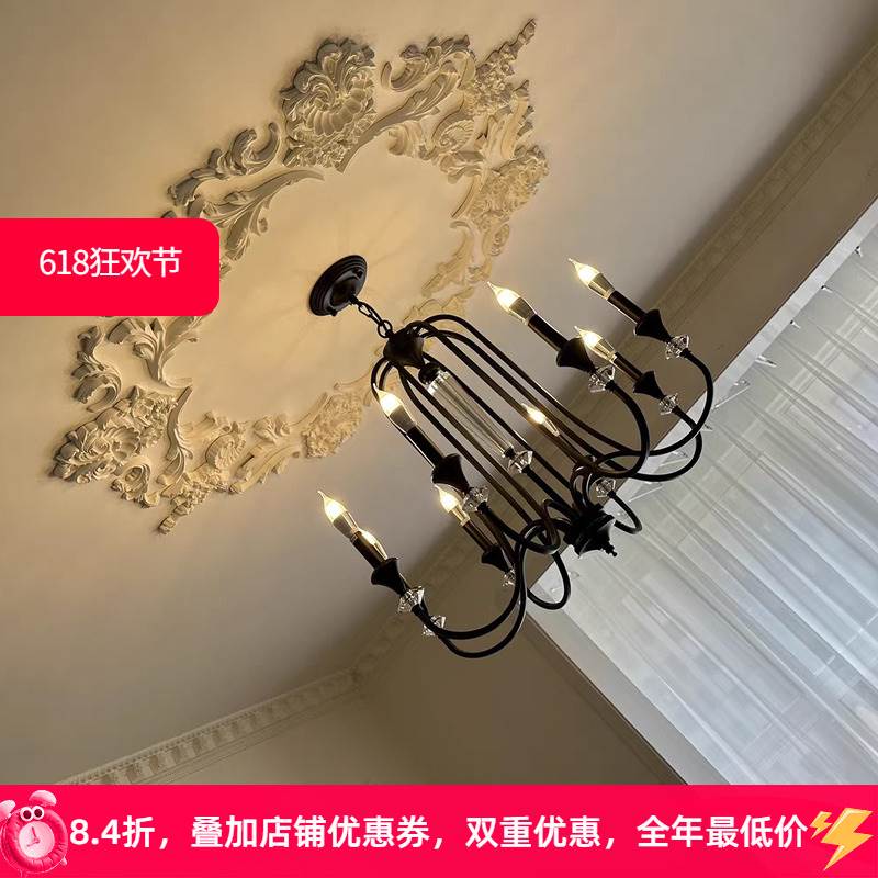 南洋风灯具法式复古书房美式楼梯中古简约黑色卧室灯餐厅客厅吊灯