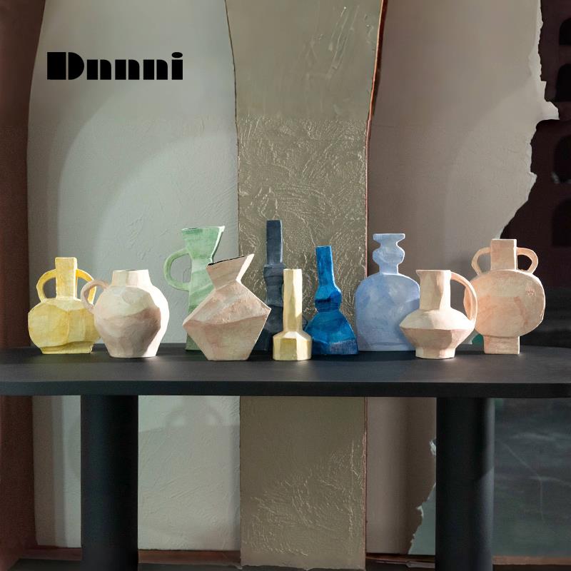 Dnnni油画风手工陶瓷花瓶现代简约插花器家居样板间装饰摆件艺术图片