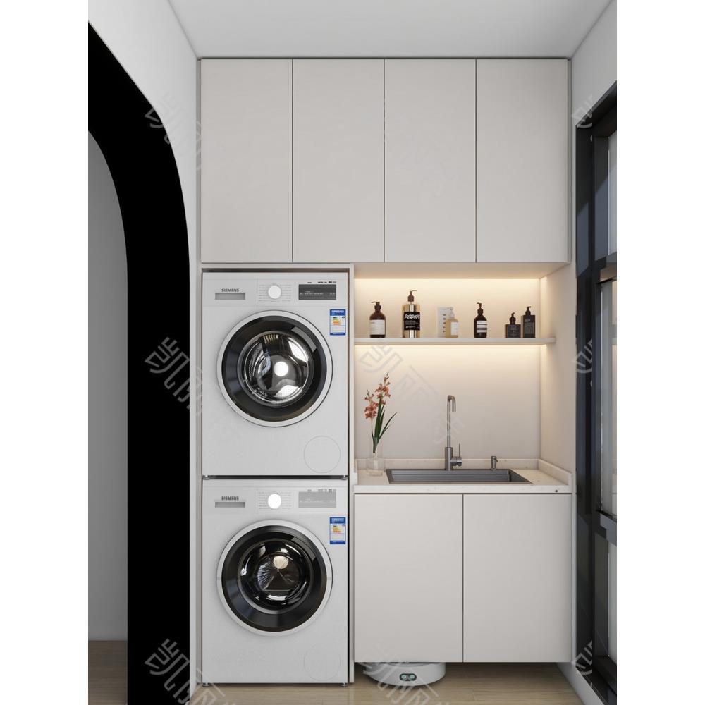 蜂窝铝阳台洗衣机一体柜洗烘套装组合储物柜盆池伴侣带搓衣板定制