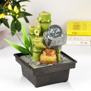 小型流水摆件循环水景客厅家居桌面生财风水轮办公室风车装 饰礼品
