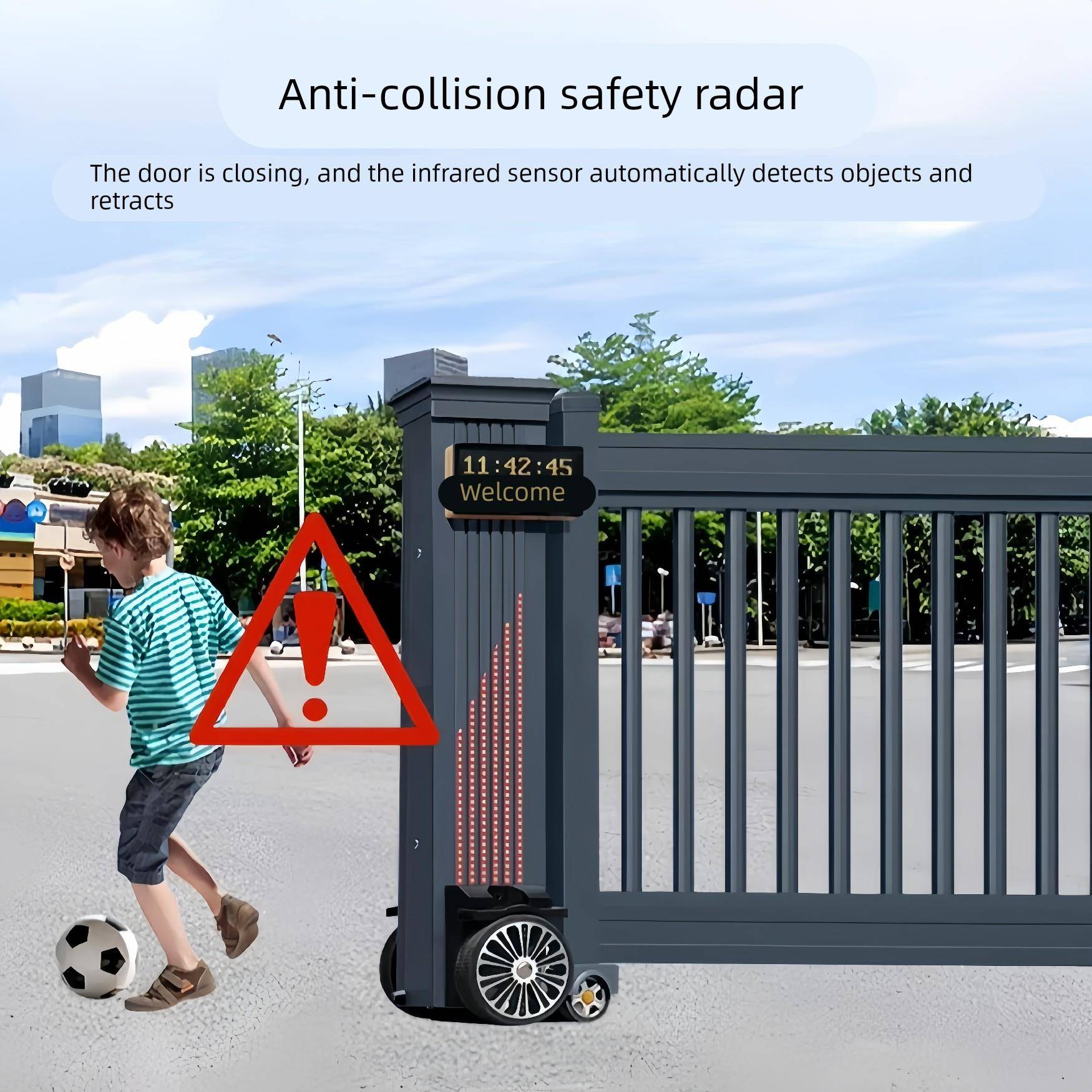 聚宝元电动分段滑动平移门工厂学校单位自动智能无轨直线伸缩门