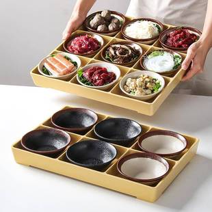 密胺餐具四六九宫格菜盘火锅拼盘配菜格子餐盘商用塑料小碗菜盘子