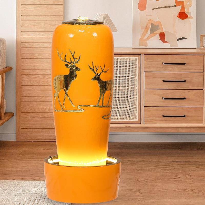 陶瓷循环流水喷泉加湿器客厅办公室招财摆件落地乔迁新居礼品现代