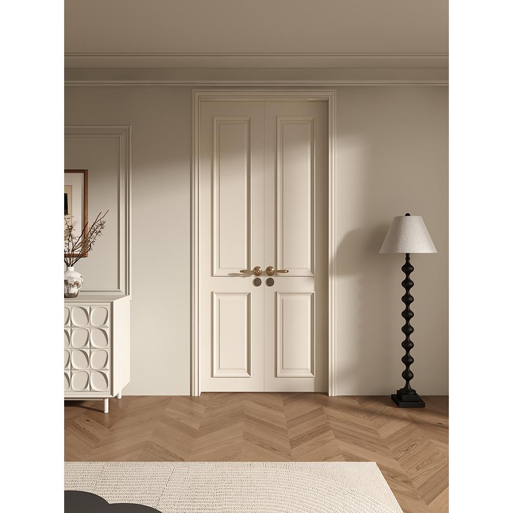 木以木作法式覆古实木烤漆卧室房间对开门白色网红室内双开门定制