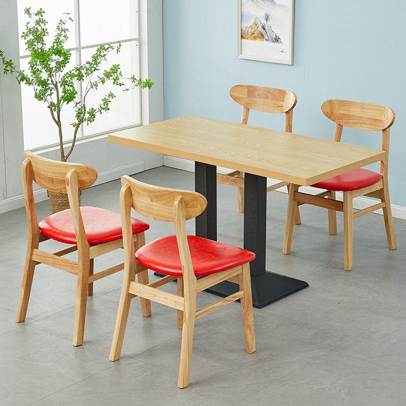 实木快餐商用员工食堂奶茶面馆沙县小吃店麻辣烫烧烤店餐桌椅组合