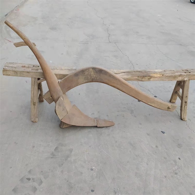 民俗农耕老物件农具木犁木耙水车风车摆件乡村记忆老农民耕耘摆件