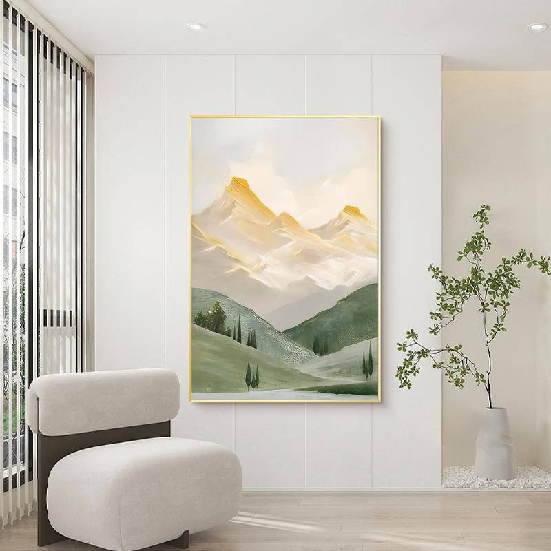 日照金山油画客厅装饰画风景沙发背景墙落地壁画大幅玄关过道挂画图片