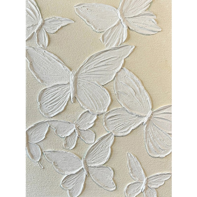 立体石英砂蝴蝶手绘油画简约卧室床头挂画肌理画客厅背景墙装饰画图片