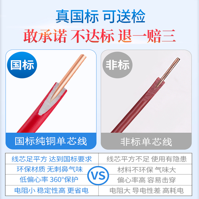 国标电线bv层平方铜芯线家装家用//10四铜线六单芯线缆