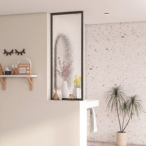 超白水波纹玻璃屏风钢化艺术隔断定制入户玄关客厅卫生间半墙遮挡