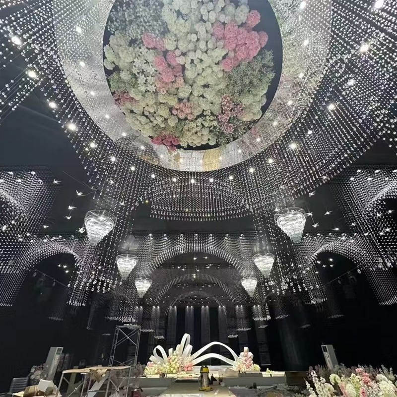 新款婚庆道具水晶灯婚礼堂装饰水晶厅装饰多层亚克力灯大型吊灯