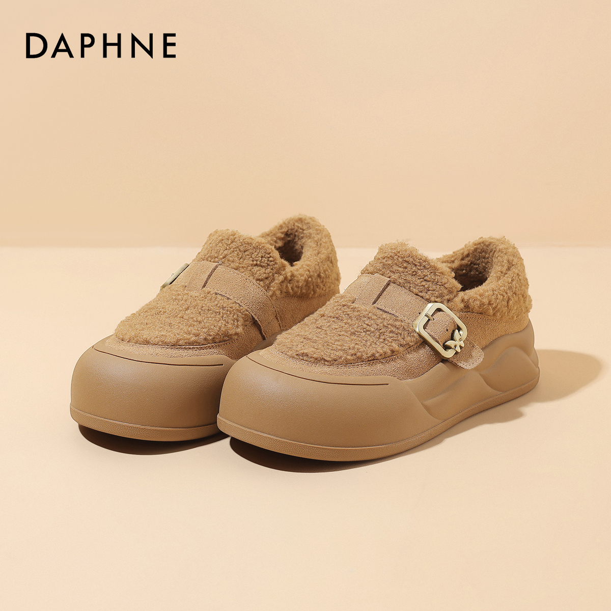 达芙妮2025秋冬女加绒保暖棉鞋