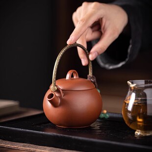 礼盒装 原矿紫砂提梁壶防烫功夫泡茶壶单壶高档家用陶瓷泡茶器中式