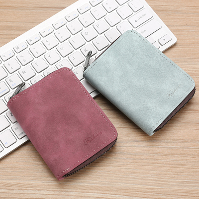 车缝线青年多卡位粉色复古风横款