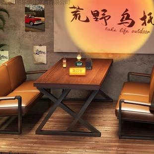 桌子餐饮商用长方形工业风餐厅酒吧咖啡厅桌子快餐店烧烤店桌