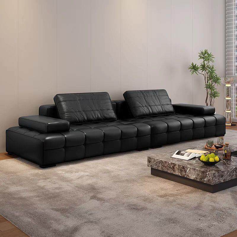 意式极简劳伦斯沙发客厅简约现代意式别墅小户型直排皮艺沙发