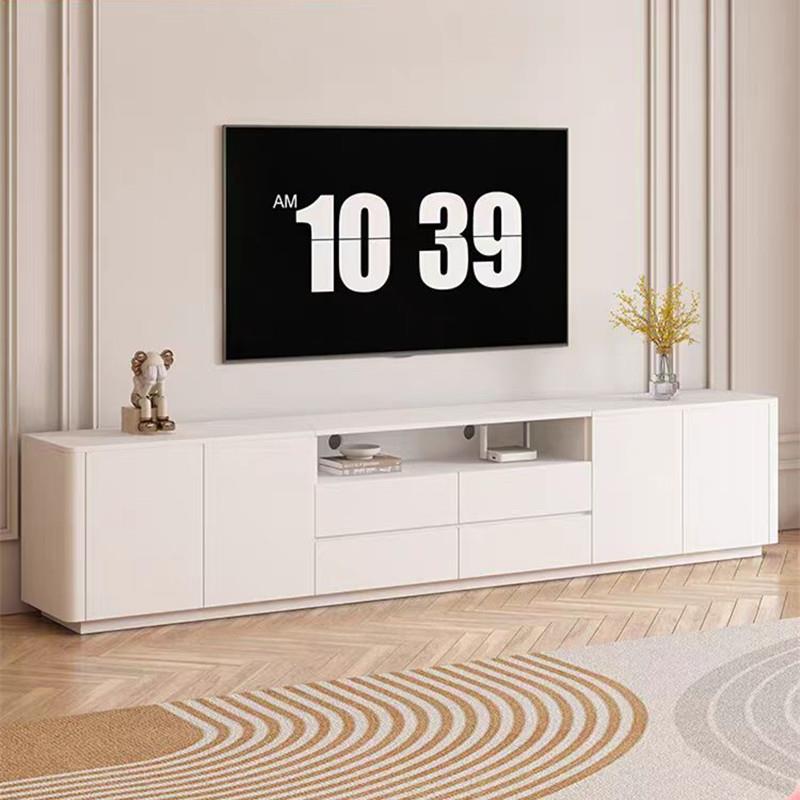 法式白色实木电视柜茶几组合客厅一体家用简约现代落地式电视柜