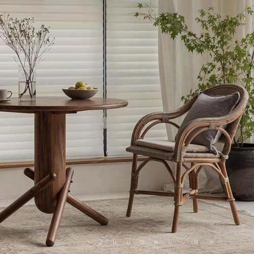 东南亚藤艺休闲阳台家用扶手天然真藤椅藤编靠背单人老人椅