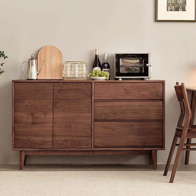 北美黑胡桃木斗柜实木三斗柜北欧餐边柜简约客厅玄关储物柜卧室