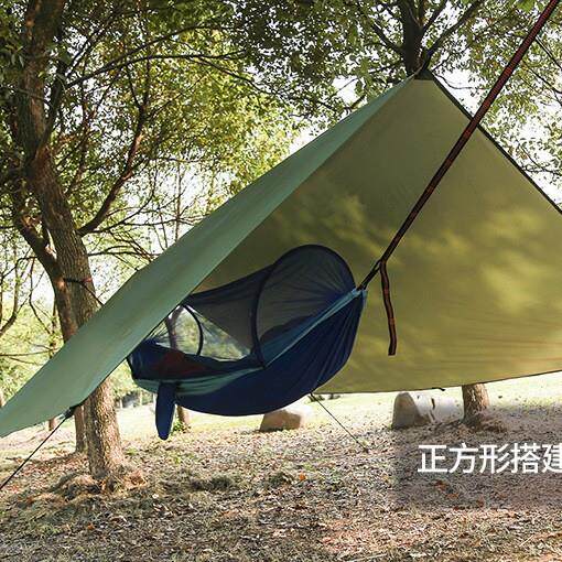 户外露营防水遮阳天幕自动速开蚊帐吊床套餐带蚊帐防蚊秋千