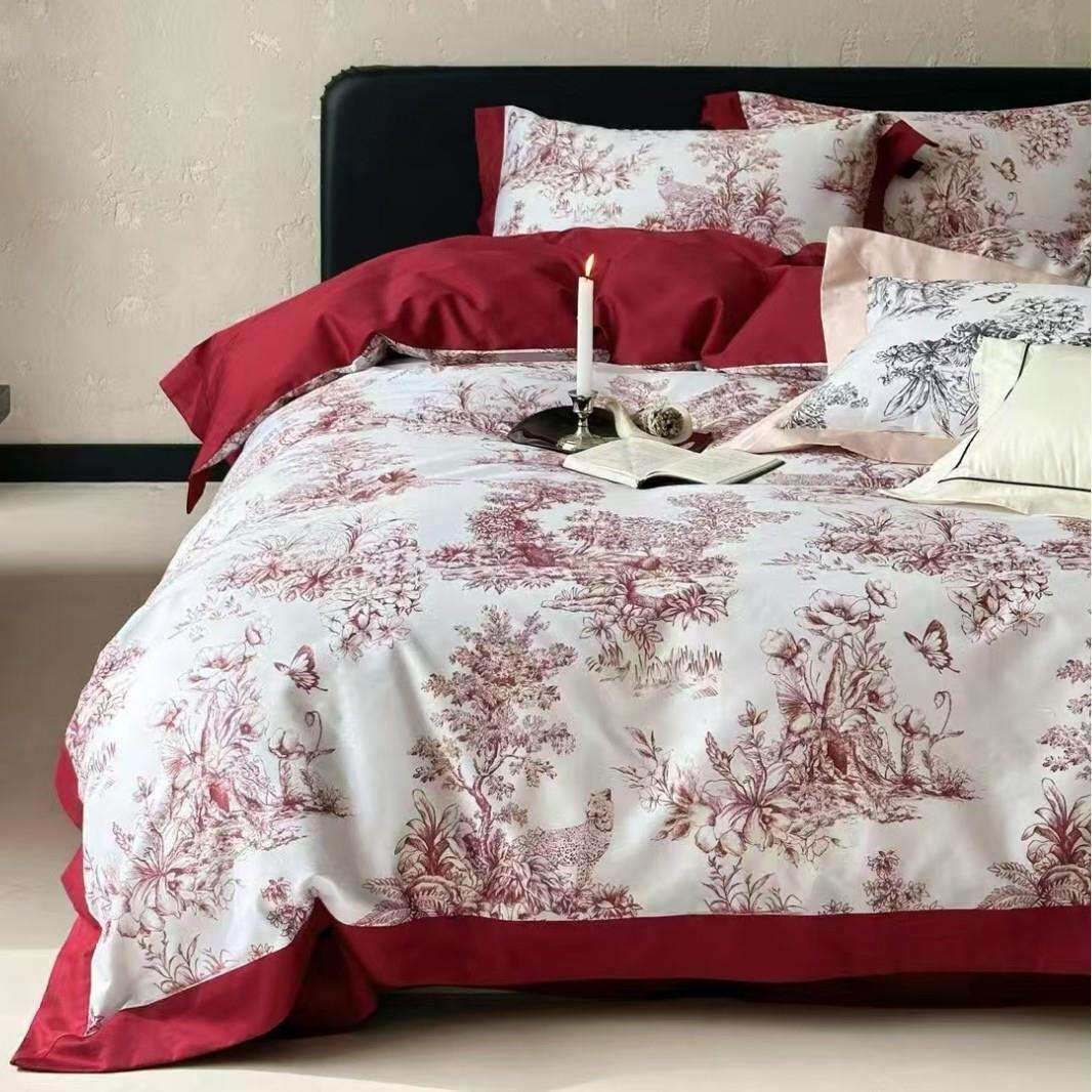 阿那亚S100全棉数码印花系列四件套样板房软装拼接宽边床上用品