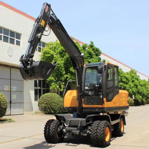 厂家直发80轮式挖掘机工程工地用挖沟回填挖机墙体破碎锤抓木机