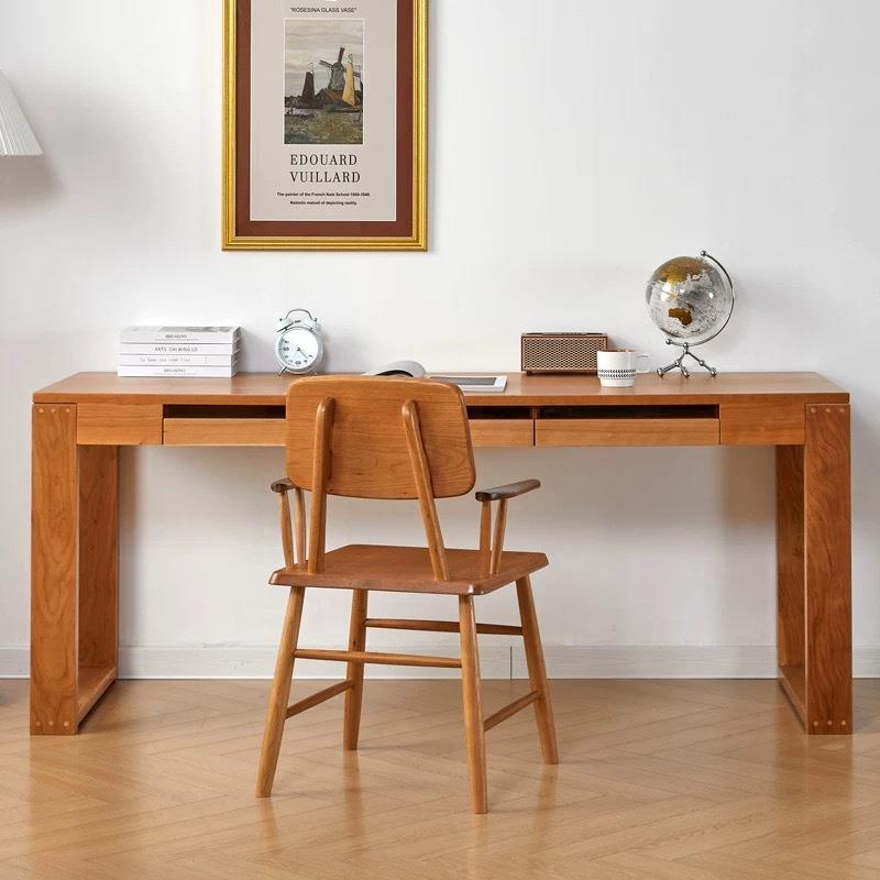 实木书桌北欧樱桃木简约小户型学习桌白橡木日式家用电脑桌写字台