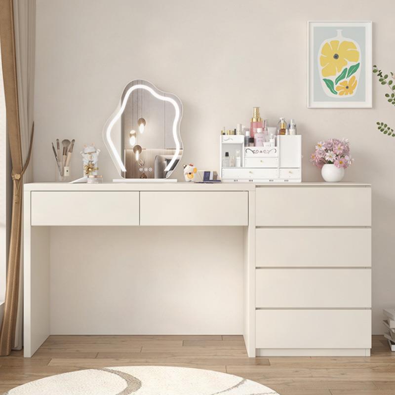 奶油风梳妆台收纳柜一体现代简约卧室书桌法式轻奢化妆台梳妆桌子