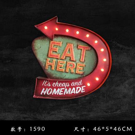 美式LED灯壁挂墙面装饰欢迎语大号酒吧咖啡厅挂件铁皮画FML1590
