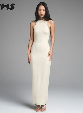 SKIMS HIRE CLOUD HALTER LONG DRESS性感挂脖无袖露背云朵连衣裙
