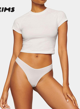 SKIMS HIRE NEW VINTAGE方圆同款超短款T恤纯色打底露腰上衣短袖