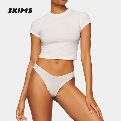 SKIMS卡戴珊T恤纯色露腰上衣短袖