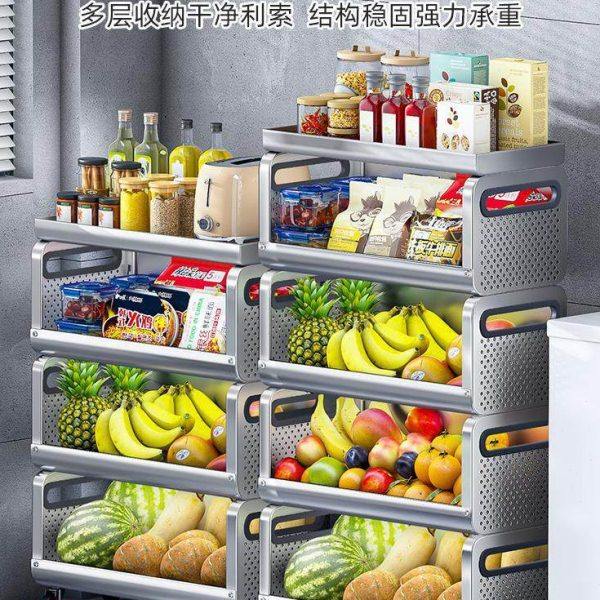厨房蔬菜置物架收纳筐全304不锈钢架子 落地多层放菜可移动小推车,收纳整理,首饰盒,淘宝优惠券,粉丝福利购,淘宝优惠卷