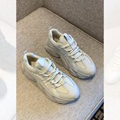 老爹 运动网红女度春季 厚底舒适牛皮加满 舒适2023系带百搭新款