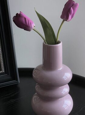 秘密民宿家居装饰品摆件咖啡陶瓷花瓶异形粉卡车法式复古馆紫色