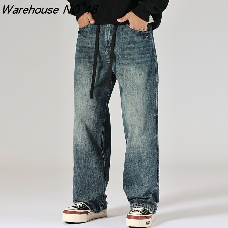 巴黎风美式高街潮牌破洞牛仔裤